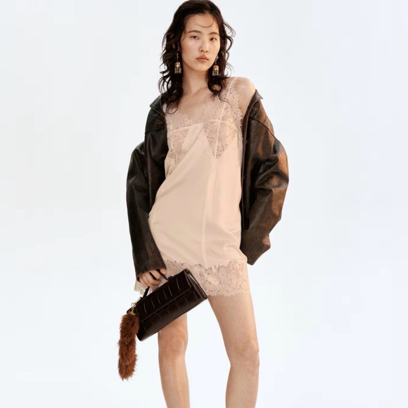 H&M Dresses & Skirts - H&M Light Beige Lace Slip Mini Dress